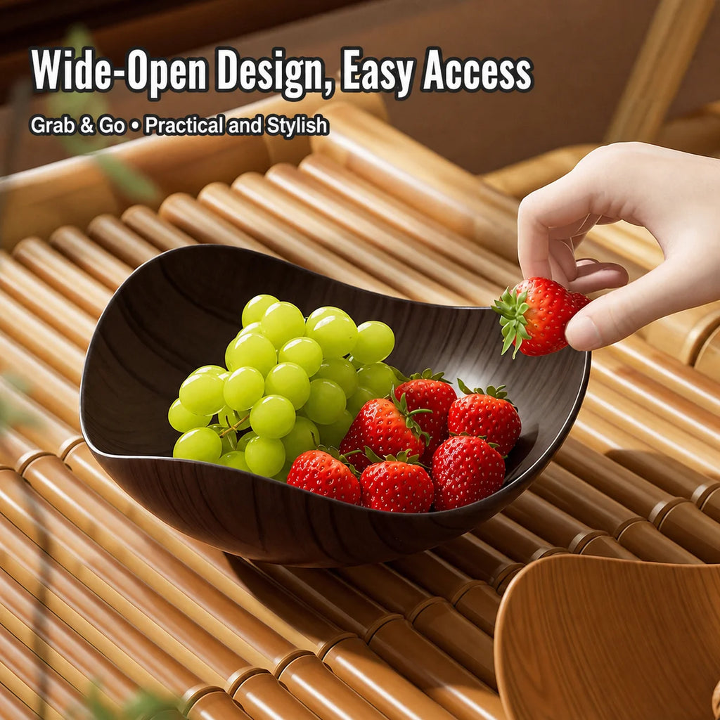Triangular Wood Grain Fruit Bowl – Retro Snack Serving Platter