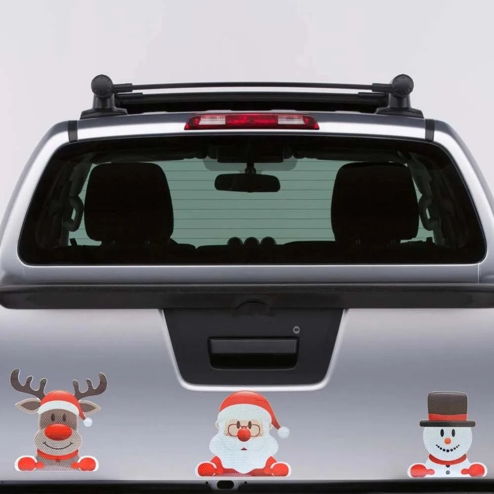 Elk Christmas Day Bulb Cartoon Car Magnetic Reflective Decal Exterior Zpaxo