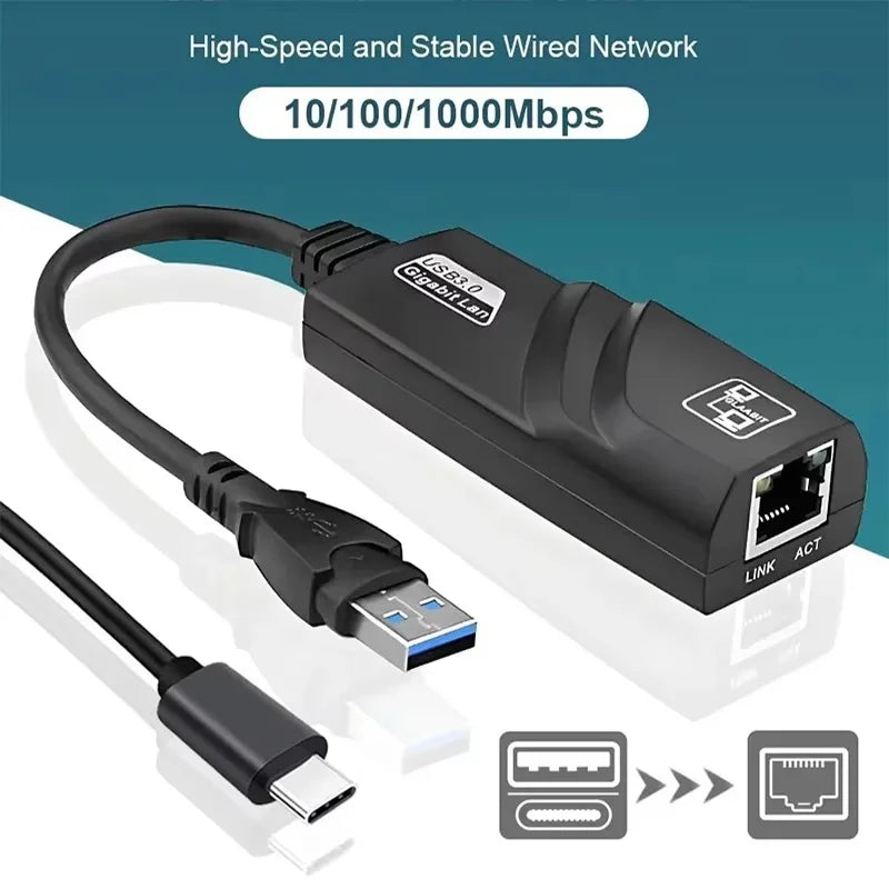 10 100 1000Mbps Wired USB 3 0 C RJ45 Lan Ethernet Adapter RTL8153