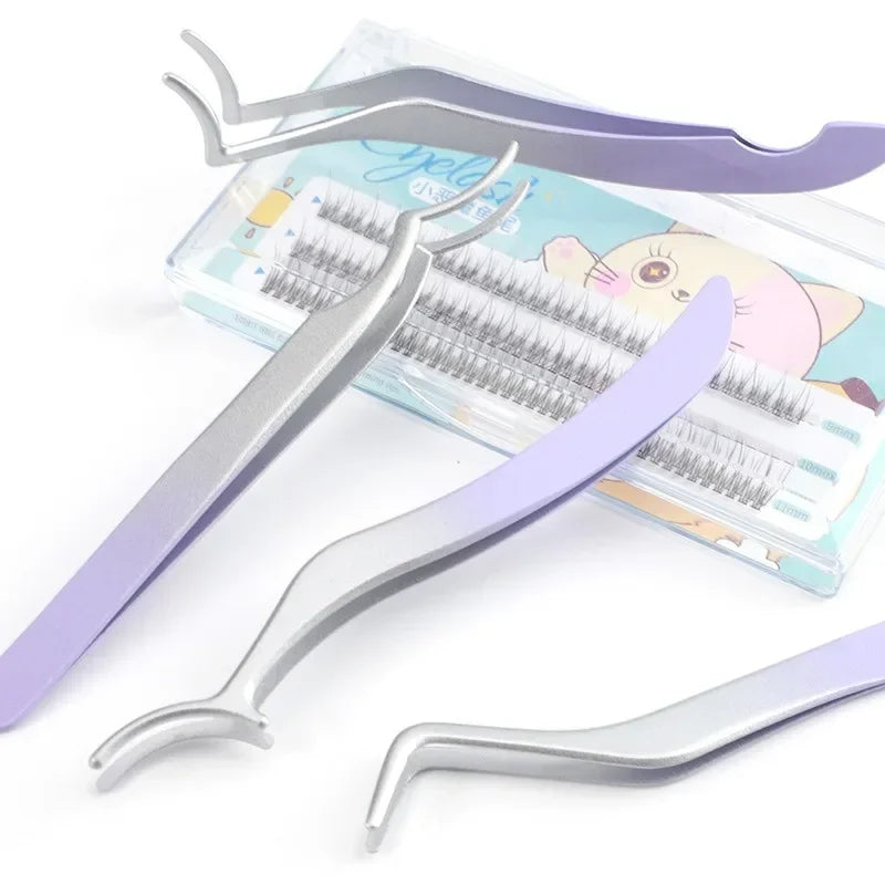 1/4 Gradient Eyelash Comb Tweezers Stainless Steel Anti-Static Non-Magnetic Professional Lashes Extension Tweezers Makeup Tools Zpaxo