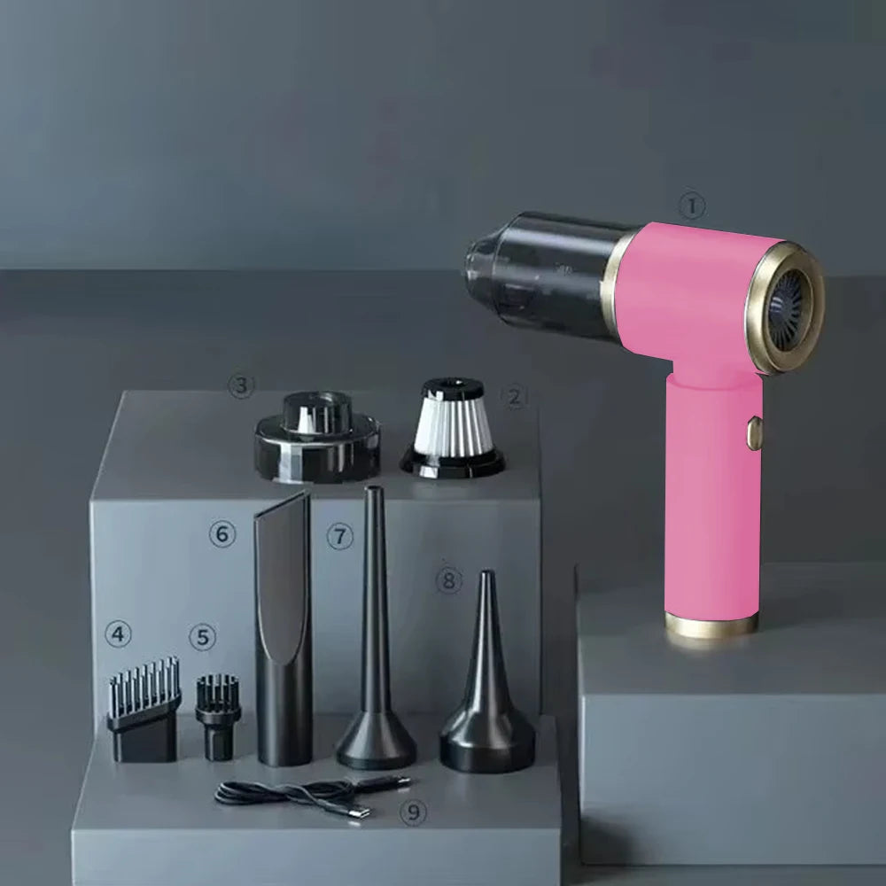 Car Vacuum Cleaner Strong Suction Mini Portable Wireless Vacuum Cleaners Powerful Cleaning Machine for Car Home Cleaning Machine Zpaxo pink