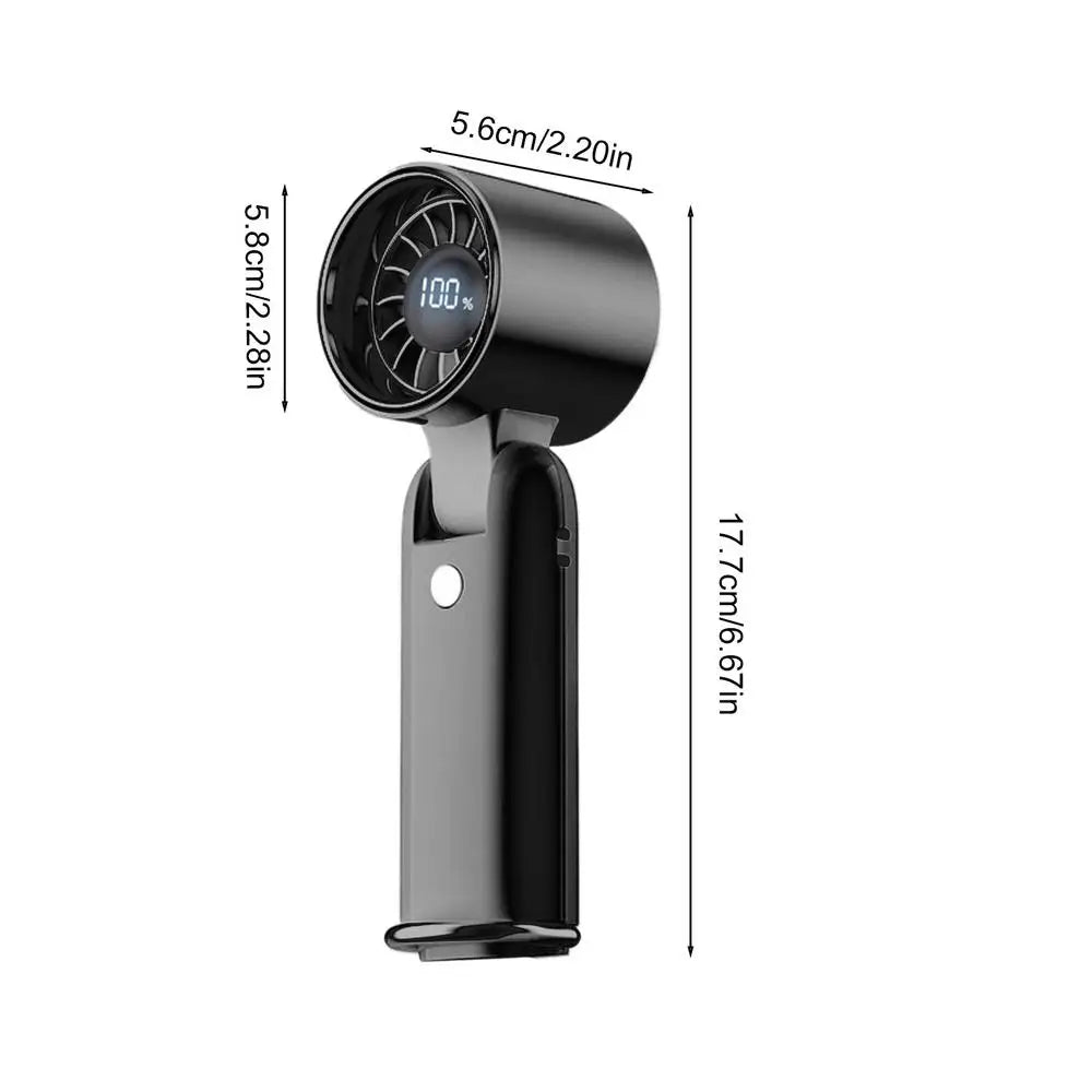 Small Handheld Fan Rechargeable 100-Speed Low Noise Turbine Desk Ventilation Tool Foldable 3600mah USB Rechargeable Personal Fan Zpaxo China Mainland Black