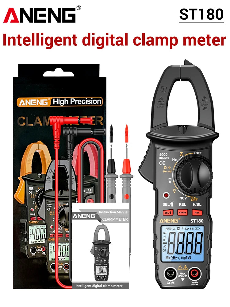 ANENG ST180 Mini Clamp Tester NCV Diode Test Tool Multimeter 4000