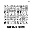 480/960pcs Cartoon Expressions Stickers Self-Adhesive Eyes Mouth Sticker With Playful Faces For Scrapbook DIY Decoration Parties Zpaxo A4