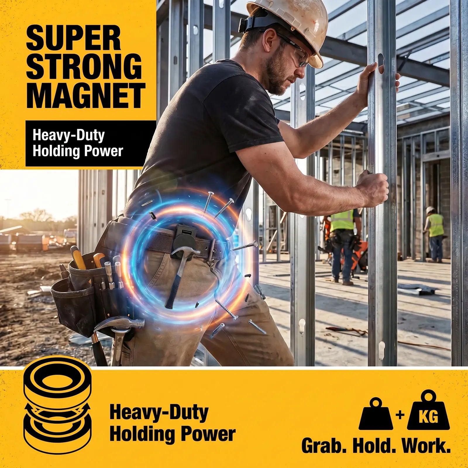 Magnetic Tool Belt Clip Heavy Duty Magnet Holster Hands Free Hardware Organizer For Hammer Screwdriver Drill Bit HVAC Plumber Zpaxo