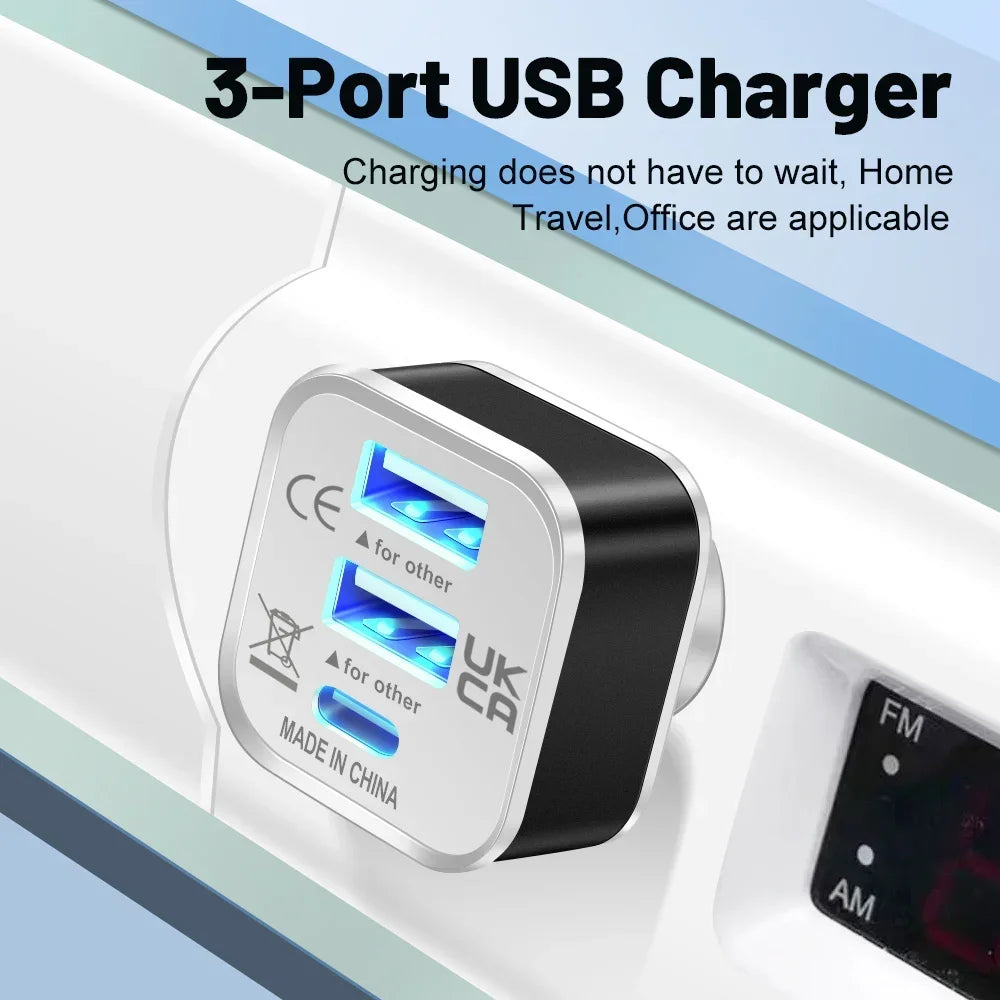 3-Port USB-C Hub – PD Charging & USB 2.0 Splitter Adapter USB-C Hub Adapter Zpaxo