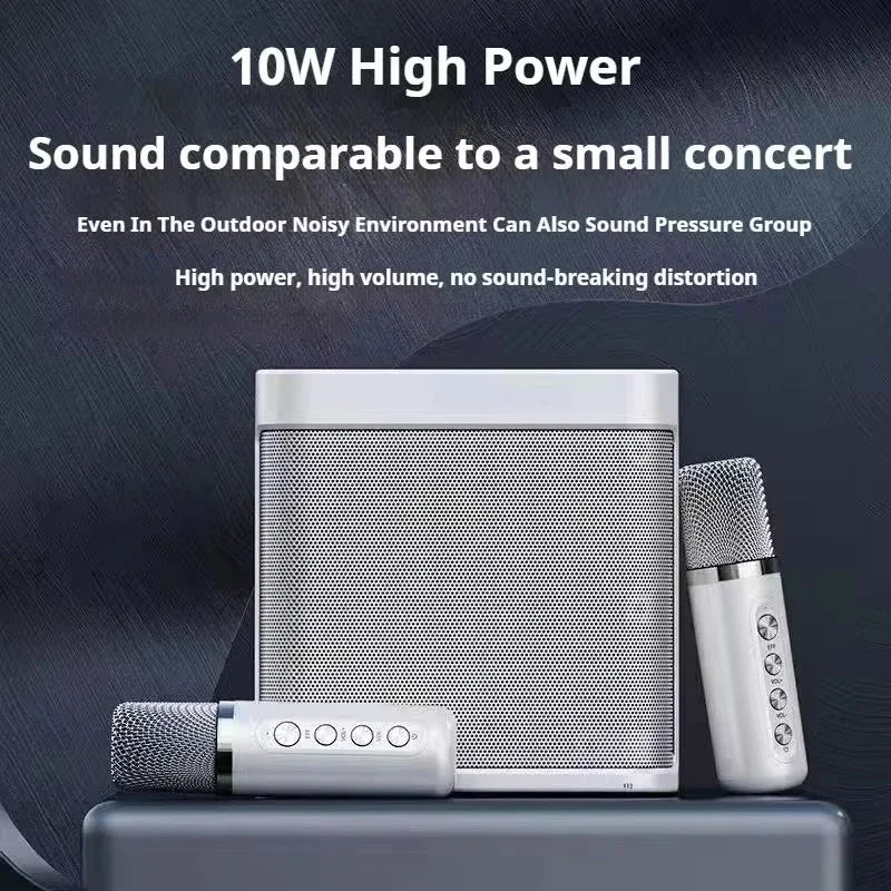 Bluetooth Karaoke Speaker With 2 Wireless Microphones AUX TF U Disk Player Portable For Party Outdoor Zpaxo
