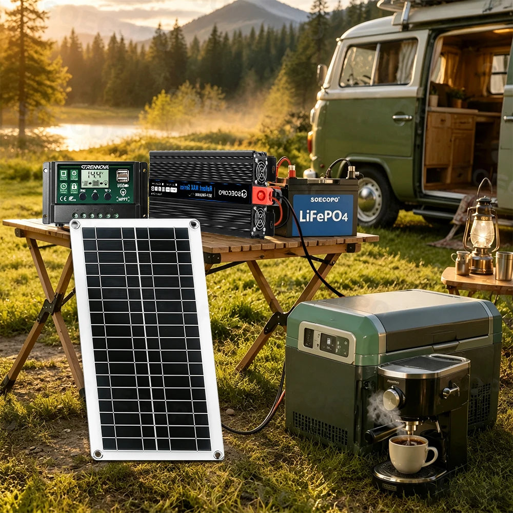 20000W Solar Generator Kit with 200W Panel Efficient Inverter Controller Off Grid Power Supply for RV Camping Outdoor Emergency Zpaxo
