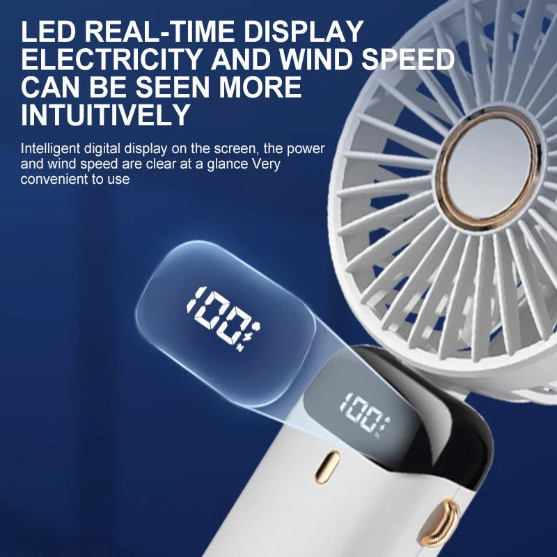 USB Handheld Mini Fan Foldable Portable Neck Hanging 5 Speed