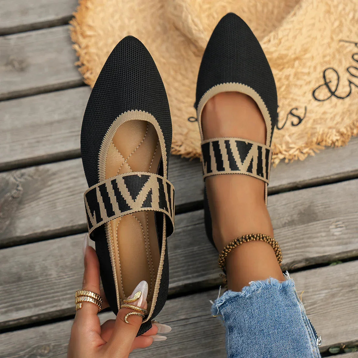 Women Flat Shoes Summer Fashion Designer Loafers Comfortable Non-slip Zpaxo black 43