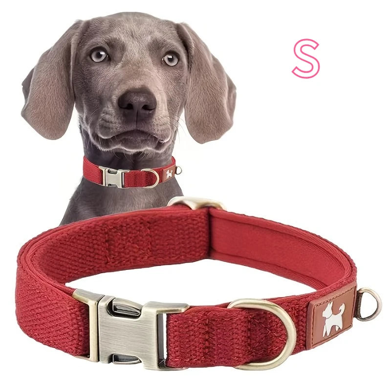 Vintage Durable Nylon Webbing Lined Dog Collar Suitable Large Medium Zpaxo RED-S