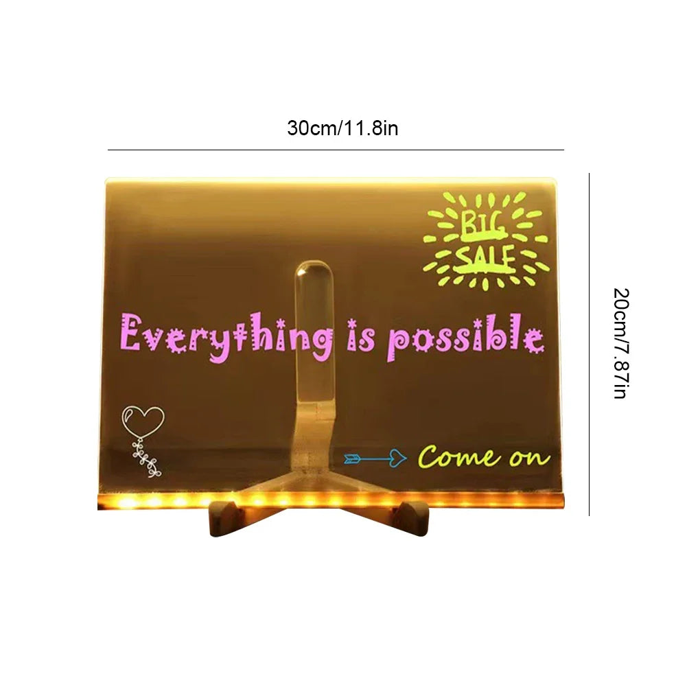 Reusable Children's Acrylic Information Board Lighted Drawing Lamp Zpaxo 30x20cm G4787C