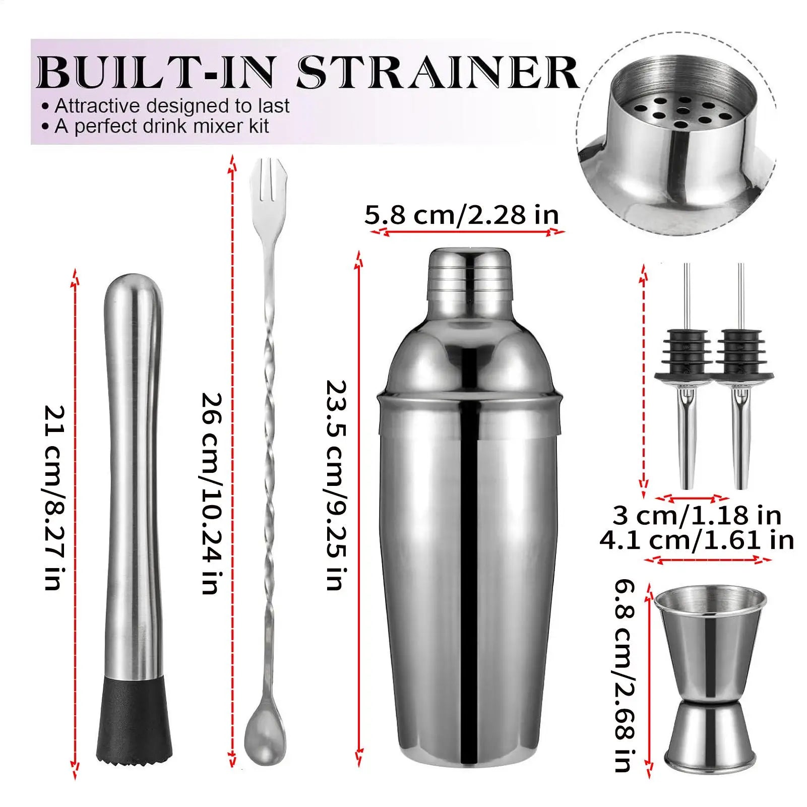 Bartender Drink Shaking Accessories Jigger Muddler Cocktail Bar