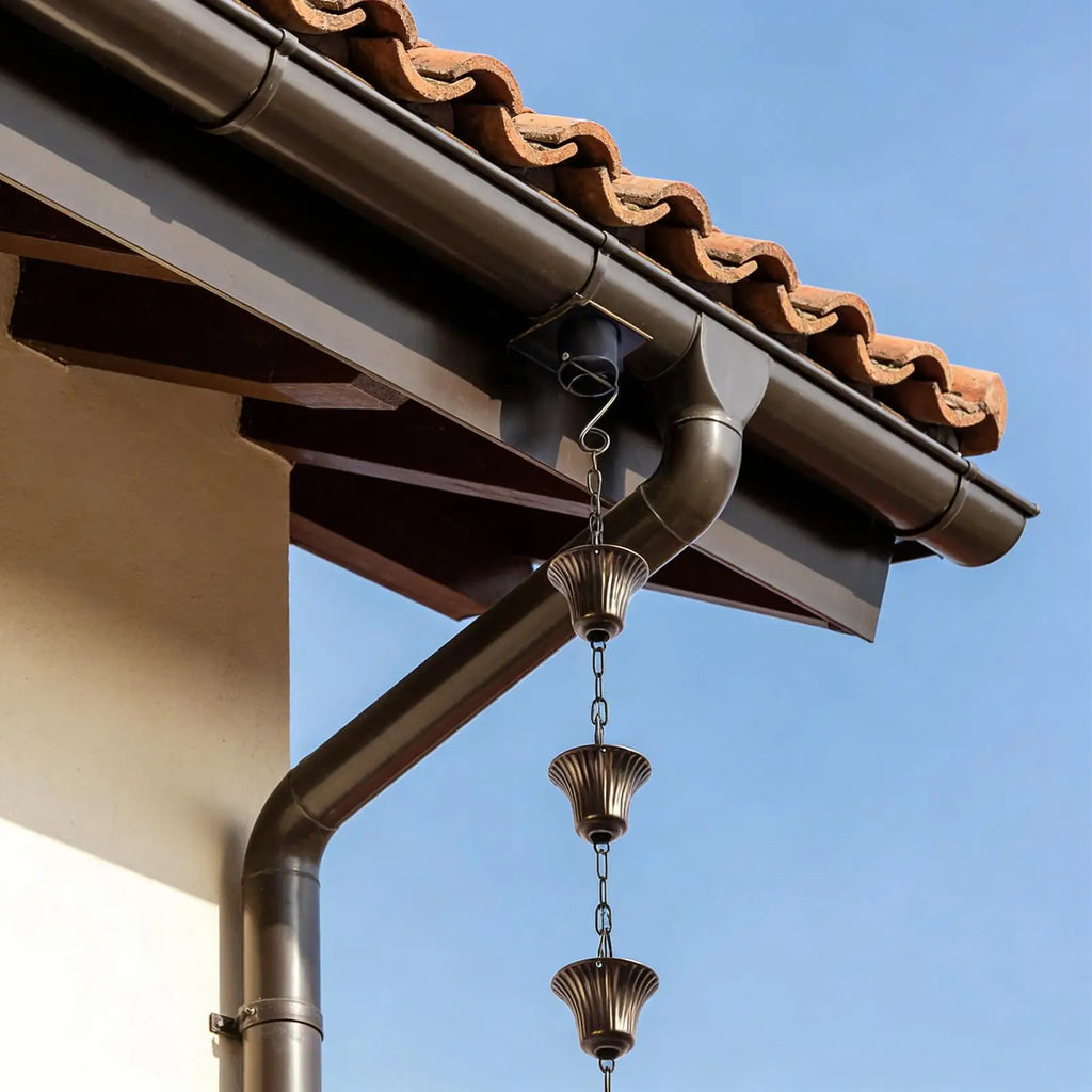 Rain Catcher Chain 3.8m Modern Metal Accessories Gutter Rain Drip Chains with 12 Cups for Garden Backyard Courtyard Farmhouse Zpaxo