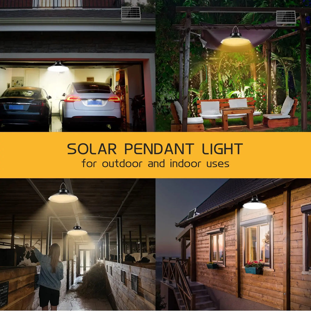 Solar Pendant Lights Sensor Shed Lamp Indoor Remote Daytime Available Zpaxo