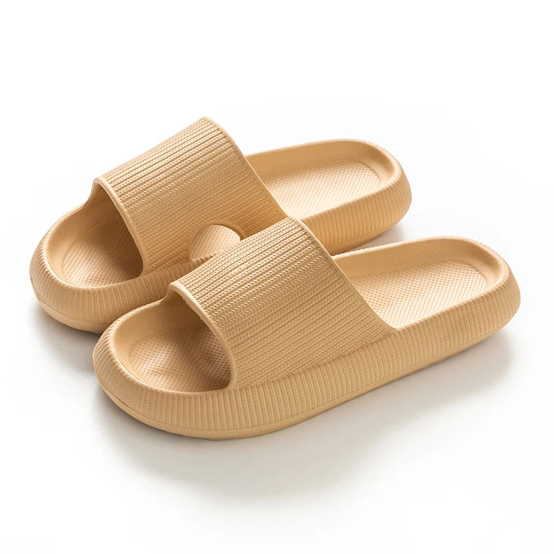 Women Thick Sole Home Slippers Heel Ladies Platform Flat Shoes Zpaxo Khaki 38-39