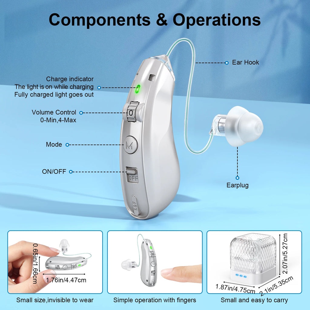 Rechargeable Behind-the-ear Hearing Aid Elderly Noise-cancelling