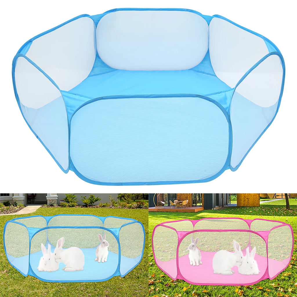 Pet Playpen Outdoor Breathable Small Animals Tent Rabbit Play Pen Foldable Transparent Pet Exercise Fence for Guinea Pig Cage Zpaxo