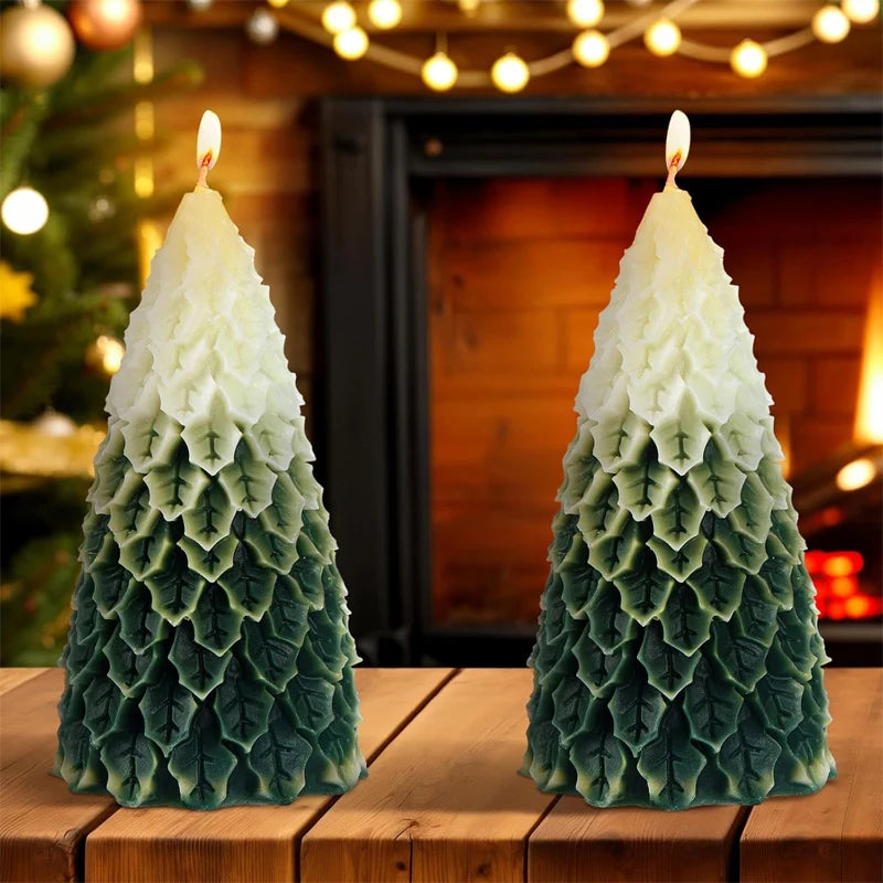 3D Tree Shaped Candle Silicone Mold Xmas Pine Molds Making Wax Soap