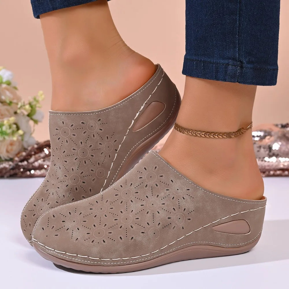 Women's Casual Wedge Mules Comfortable Open Back Slip-on Wedges Shoes Zpaxo 36 image color 3