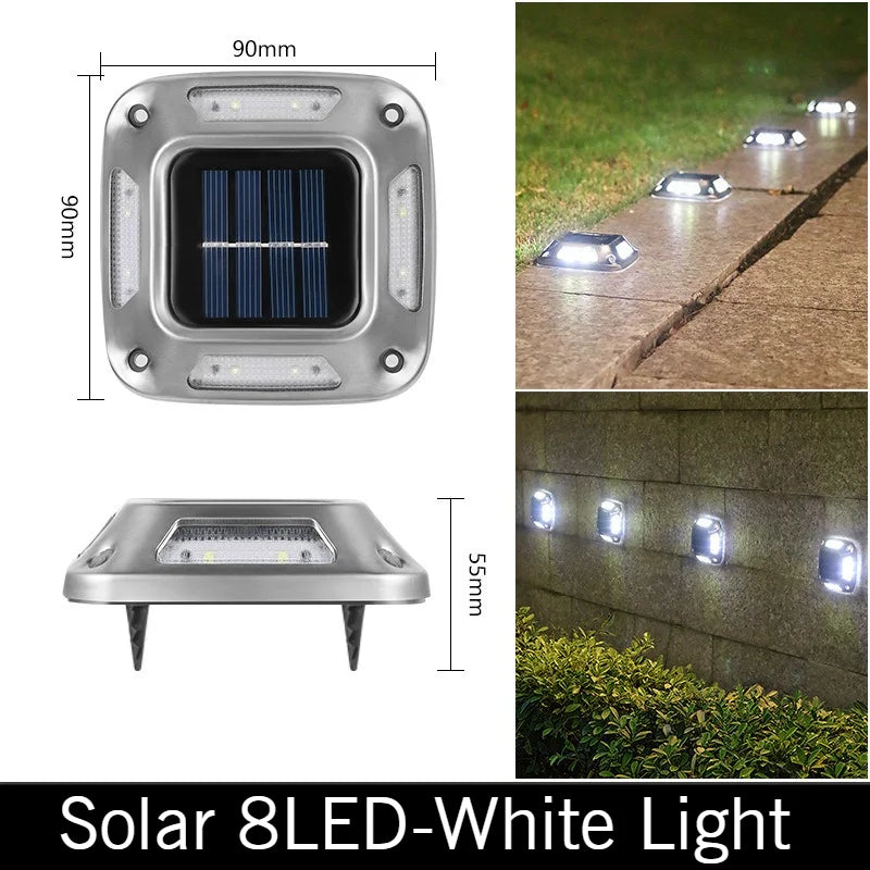 8LED Solar Driveway Light Outdoor Garden Ground Lights Waterproof LED Zpaxo 8LED white light 4Pack