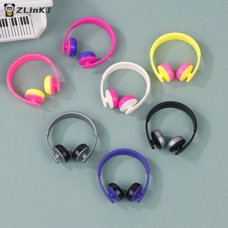 ▶5Pcs Mini Headphones Toys Gifts DIY Sunglasses Straw Hat Scarf Jewelry Accessories Decoration Zpaxo