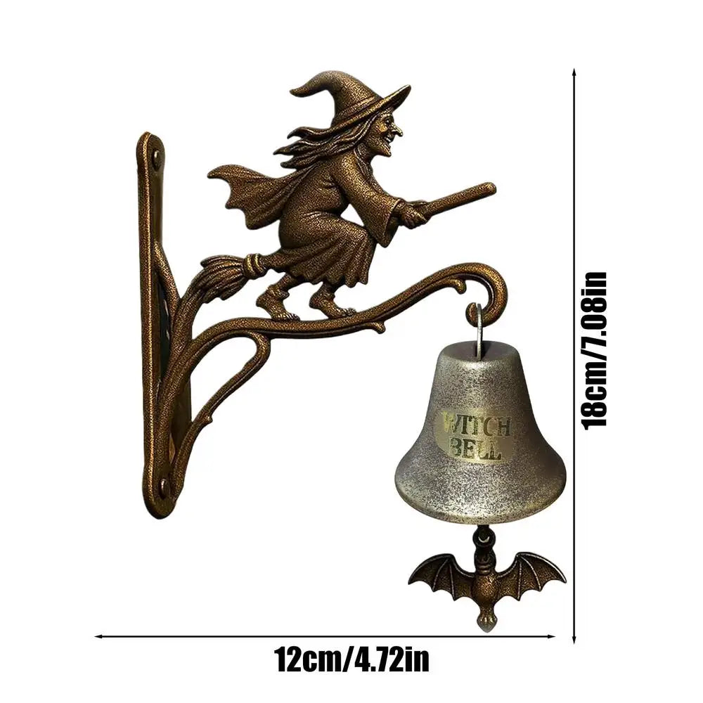 Halloween Witch Doorbell Metal Retro Hanging Bell Wall Mounted Porch