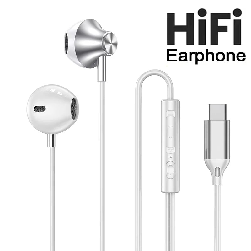 C Wired Earphones Bass Stereo Sound Volume Control Iphone Xiaomi