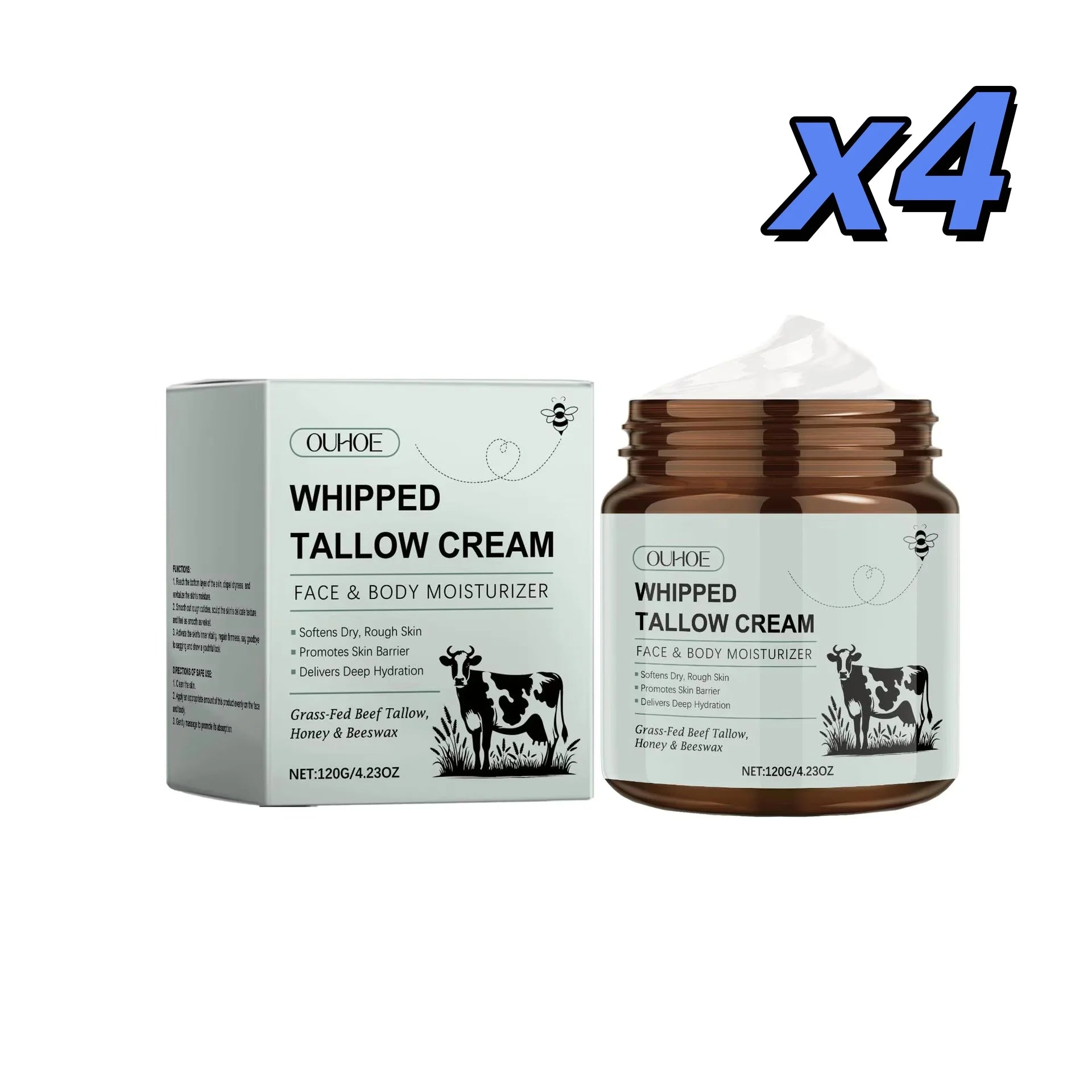 Ouhoe Tallow Cream – Pore Minimizing Firming Face Moisturizer Face Moisturizer Cream Zpaxo 120g X 4pcs