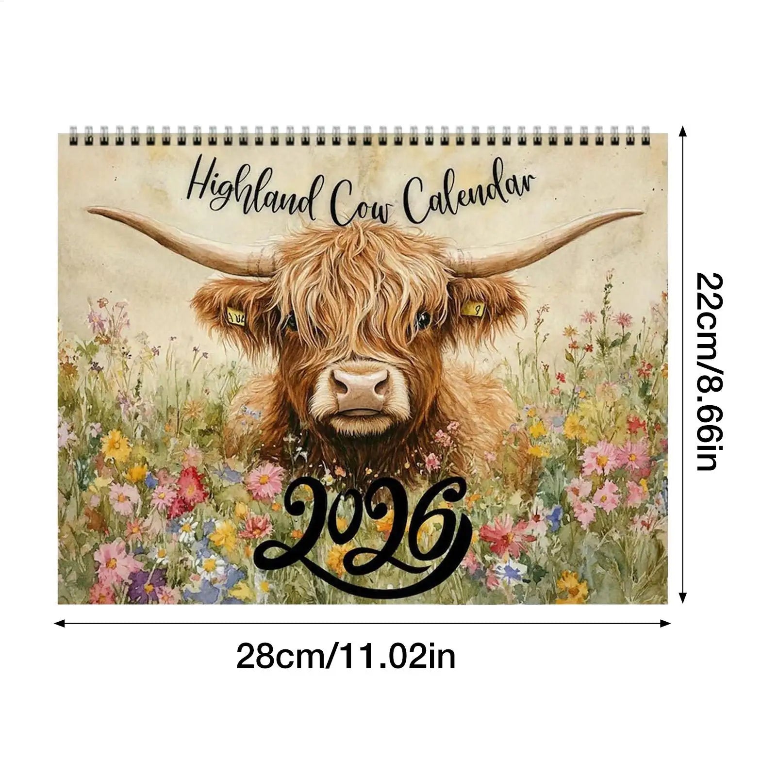 2026 Highland Cow Wall Calendar Funny Monthly Planner Home Office