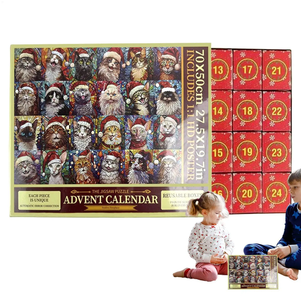 Christmas Advent Calendar Jigsaw Puzzle 1000 Cat Animal 24 Days
