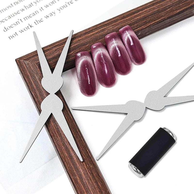 French Cat Eye Magnet Special Double-head Big Y-shaped Clip Cat Eye Nail Magnet Set Suitable for DIY Gel Polishing Magnetic Tool Zpaxo