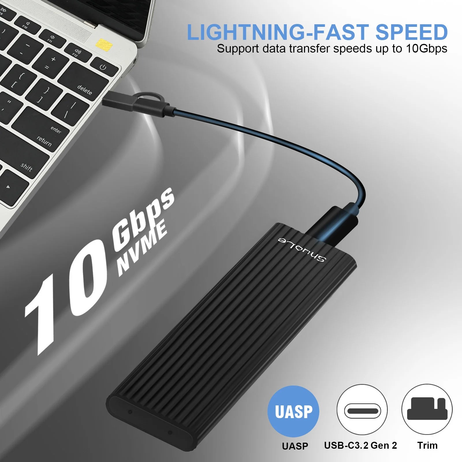 M.2 NVME PCIe SSD Case with USB Type C 10Gbps External Enclosure Hard Disk Box for PCI-E M2 SSD - SSD Holder Zpaxo