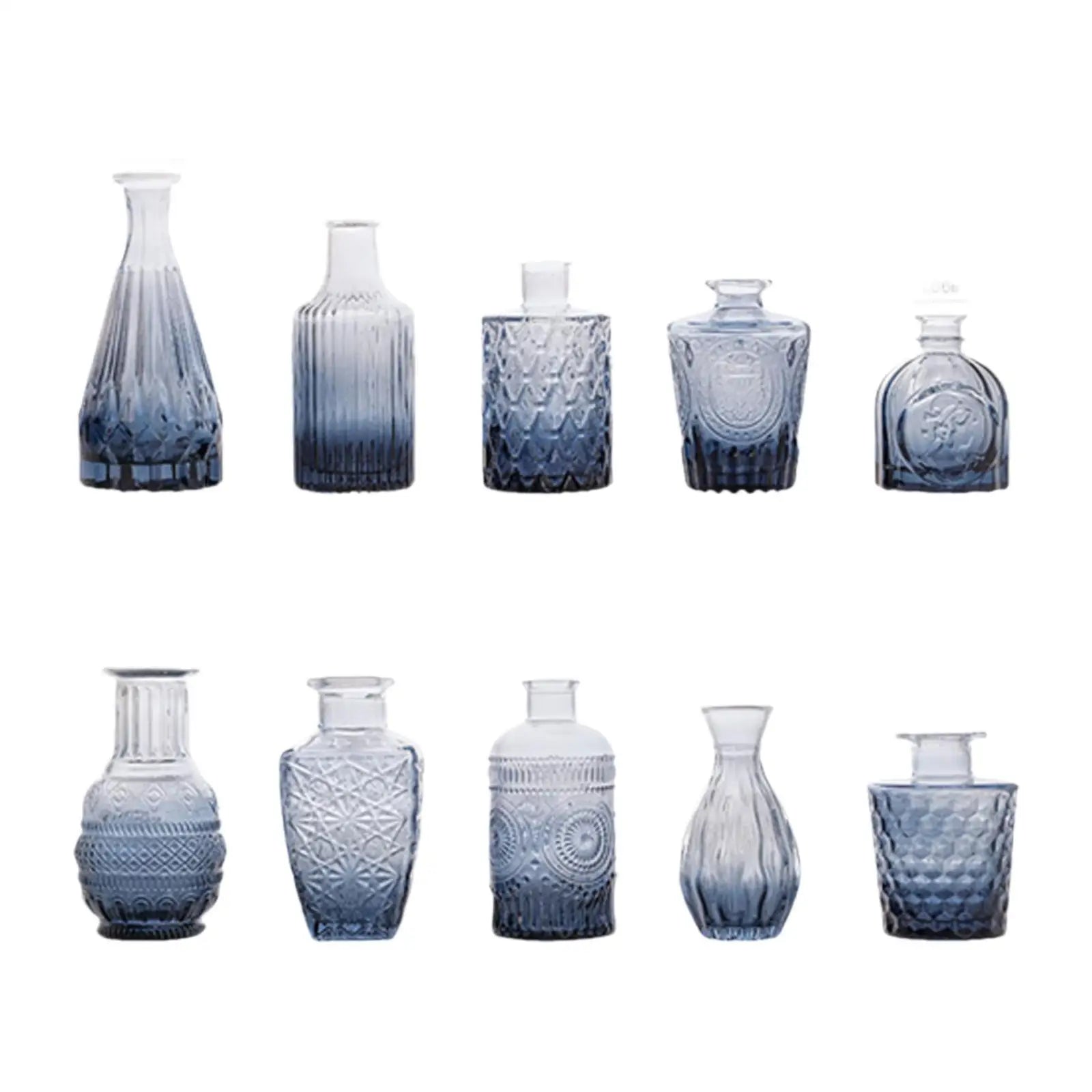 10Pcs Glass Bud Vases Cute Mini Flower Vases Centerpieces Fashion Home Decor Zpaxo Blue