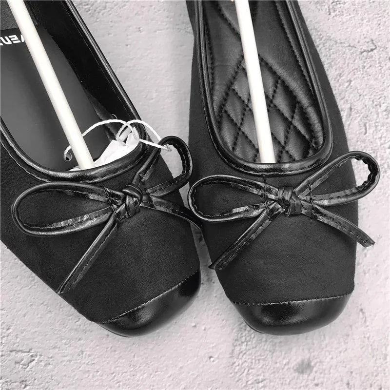 Flat Shoes for Women 2024 New Autumn Bow Temperament Square Toe Leopard shoes Black Luxury Casual Women's Shoes Zpaxo