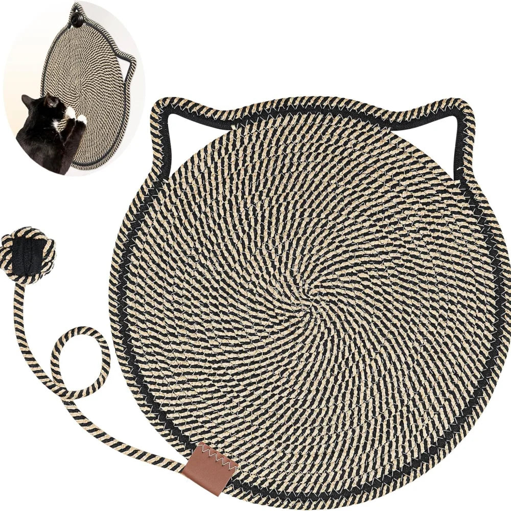 Cat Scratching Pad Natural Cotton Rope Ear-shaped Hanging Hooks Toy Zpaxo