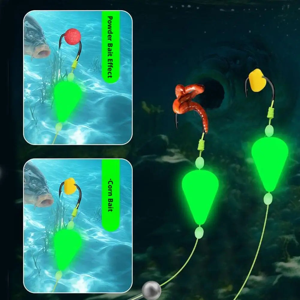 Double Hook Carp Hair Rigs – Glow Night Float | Ready Made Carp Fishing Rig Zpaxo