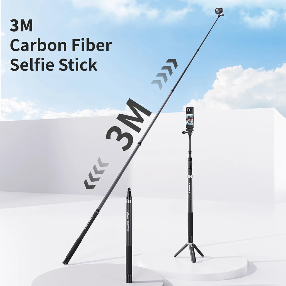 Invisible Selfie Stick Carbon Fiber Extension Pole for Insta360 X5/X4/X3 for DJI OSMO for GoPro Hero Zpaxo
