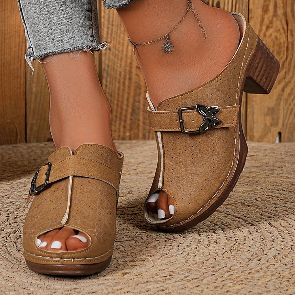 Women's Summer Fashionable Round-head Slippers Women Metal Butterfly Zpaxo