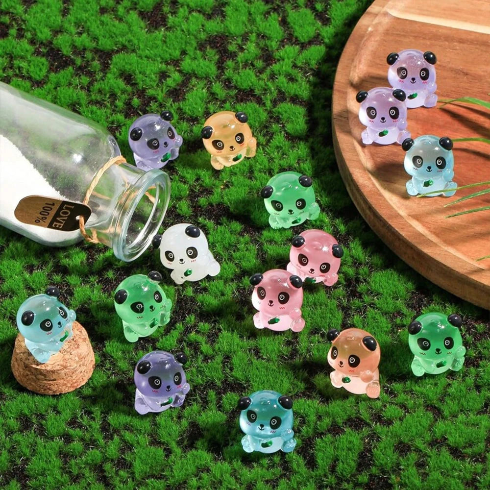 7/14/21Pcs Luminous Mini Resin Panda Figurines Glow in The Dark Panda Animal Miniature for Landscape Garden Home Decor Zpaxo