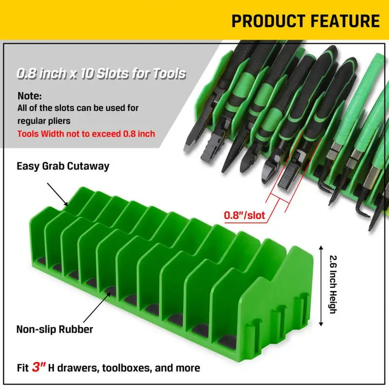 Plier Organizer Holder Cutter 10Slot Pliers Drawer Toolbox Storage