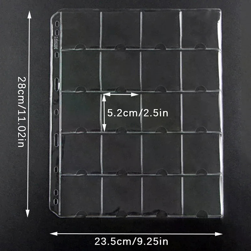 For Coin Collection PVC Page Album Practical Page Coin Holder Sheet Clear Organization 1 Sheet For 50mm Coins Zpaxo