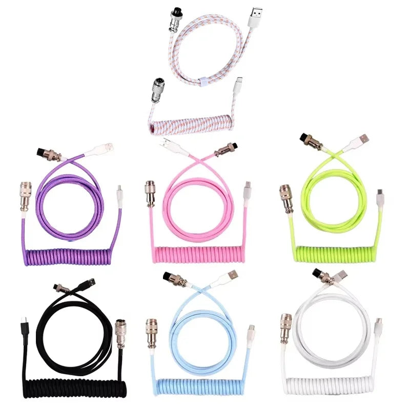 Mechanical Keyboard Coiled Cable Aviator Type-c USB Connector Zpaxo