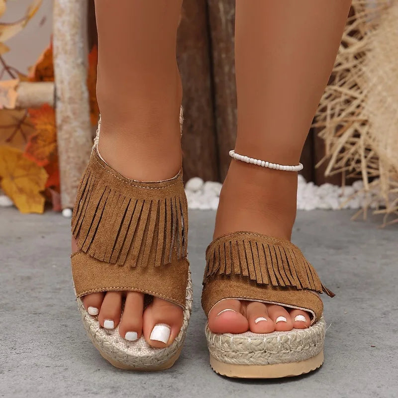 Women's Round Closed Toe Comfortable Vintage Thick Sole Mid Heel Zpaxo