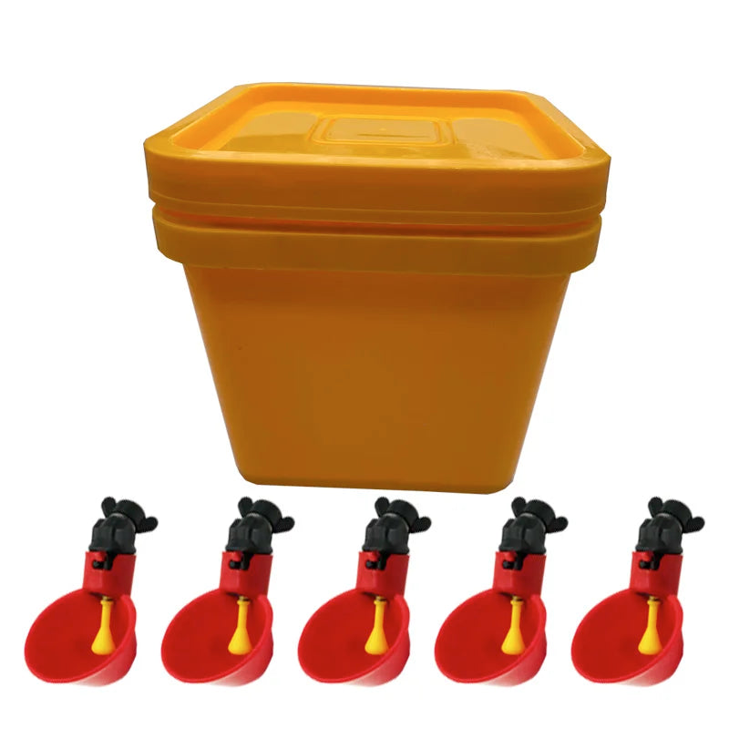 Quail Chicken Drinking Bucket Cup Portable Thickened Lid Square Pet