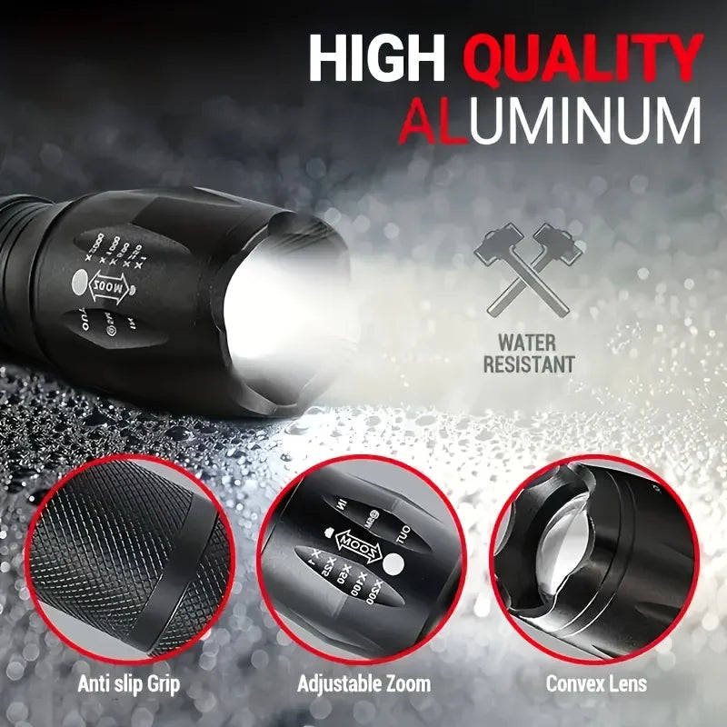Zoomable LED Tactical Flashlight 1200 Lumen Waterproof Torch
