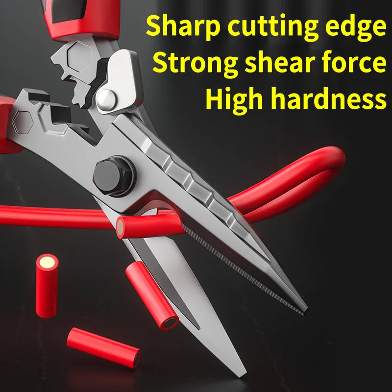 Multi-Functional Electrician Scissors, Crimping Wire Cutting Tool with Wrench Function for Metal Sheet and Cable Cutting Zpaxo