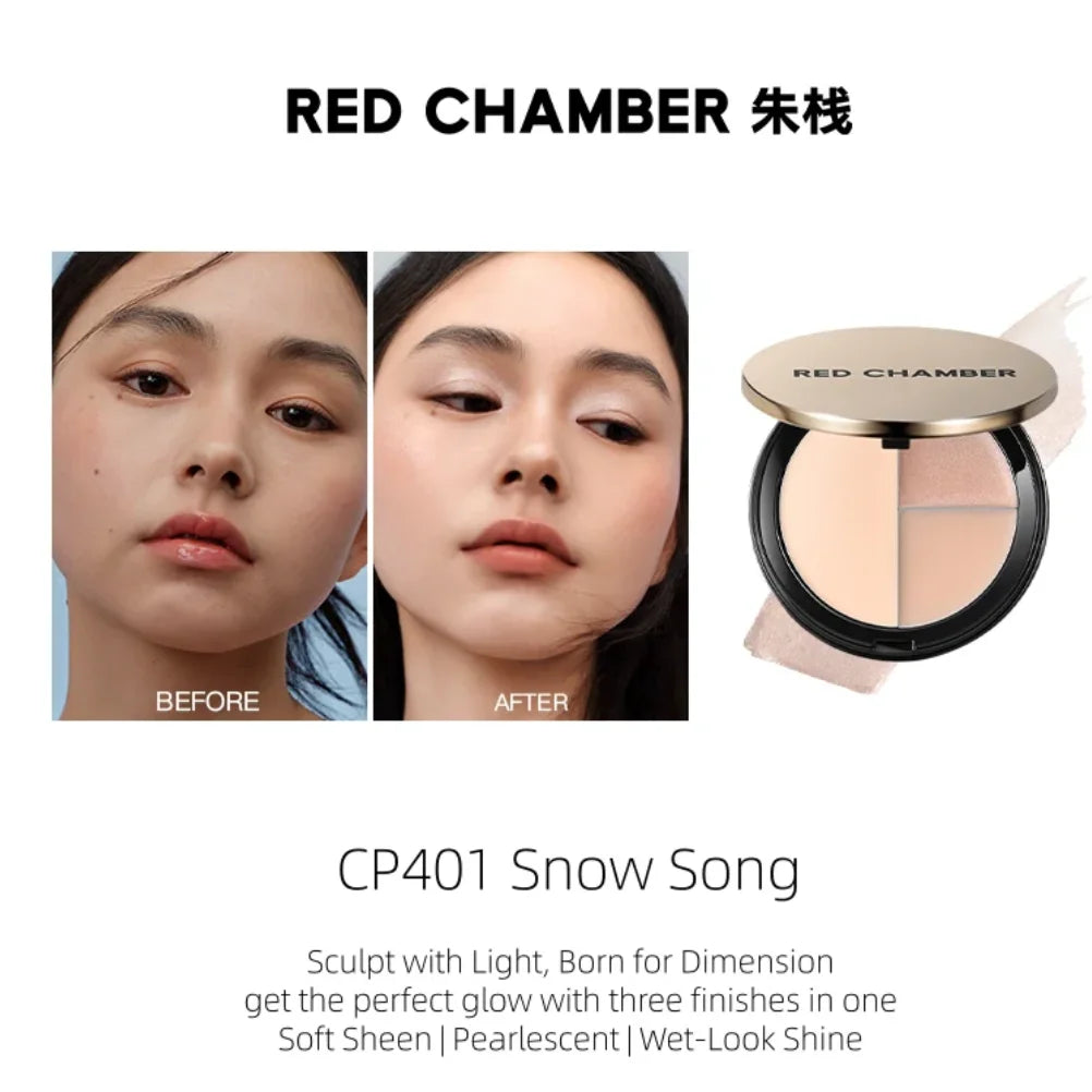 RED CHAMBER TRI MULTI-PURPOSE HIGHLIGHTER Palette Natural Brightening Zpaxo 01