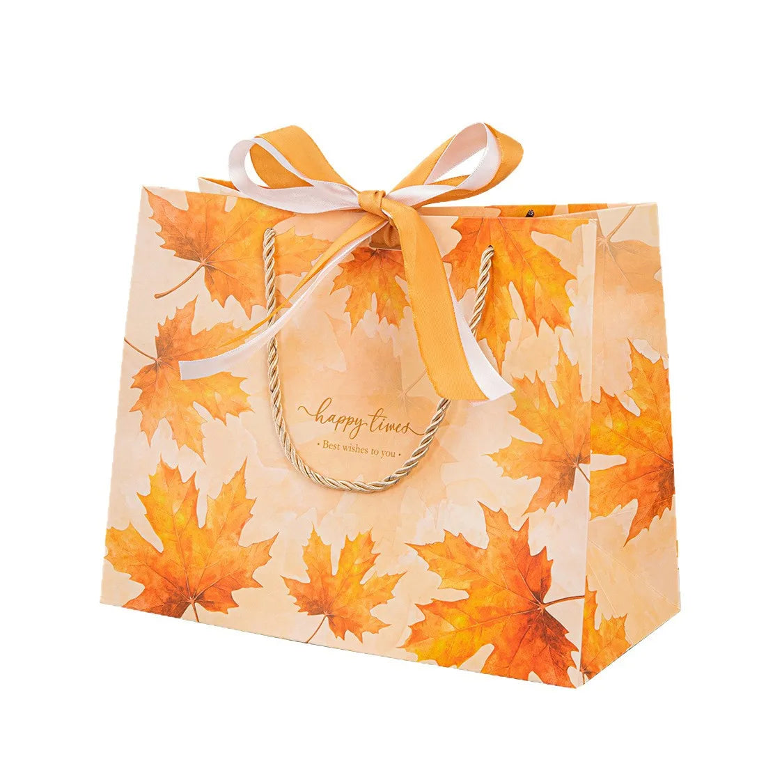 Maple Leaf Bag Ribbon Bow Paper Tote Handles Birthday Wedding Holiday