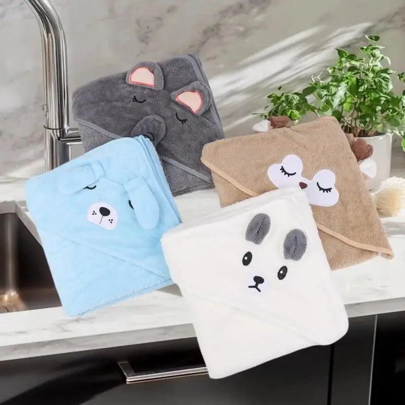 Cartoon Animal Baby Hooded Bath Towels Toddler Bathrobe Warm Sleeping Zpaxo